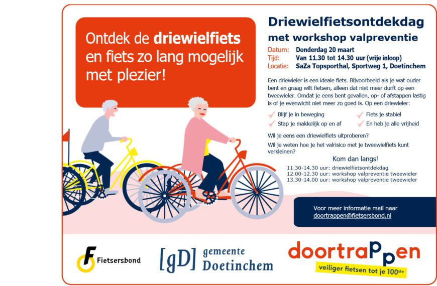 Driewielfietsontdekdag met workshop valpreventie.